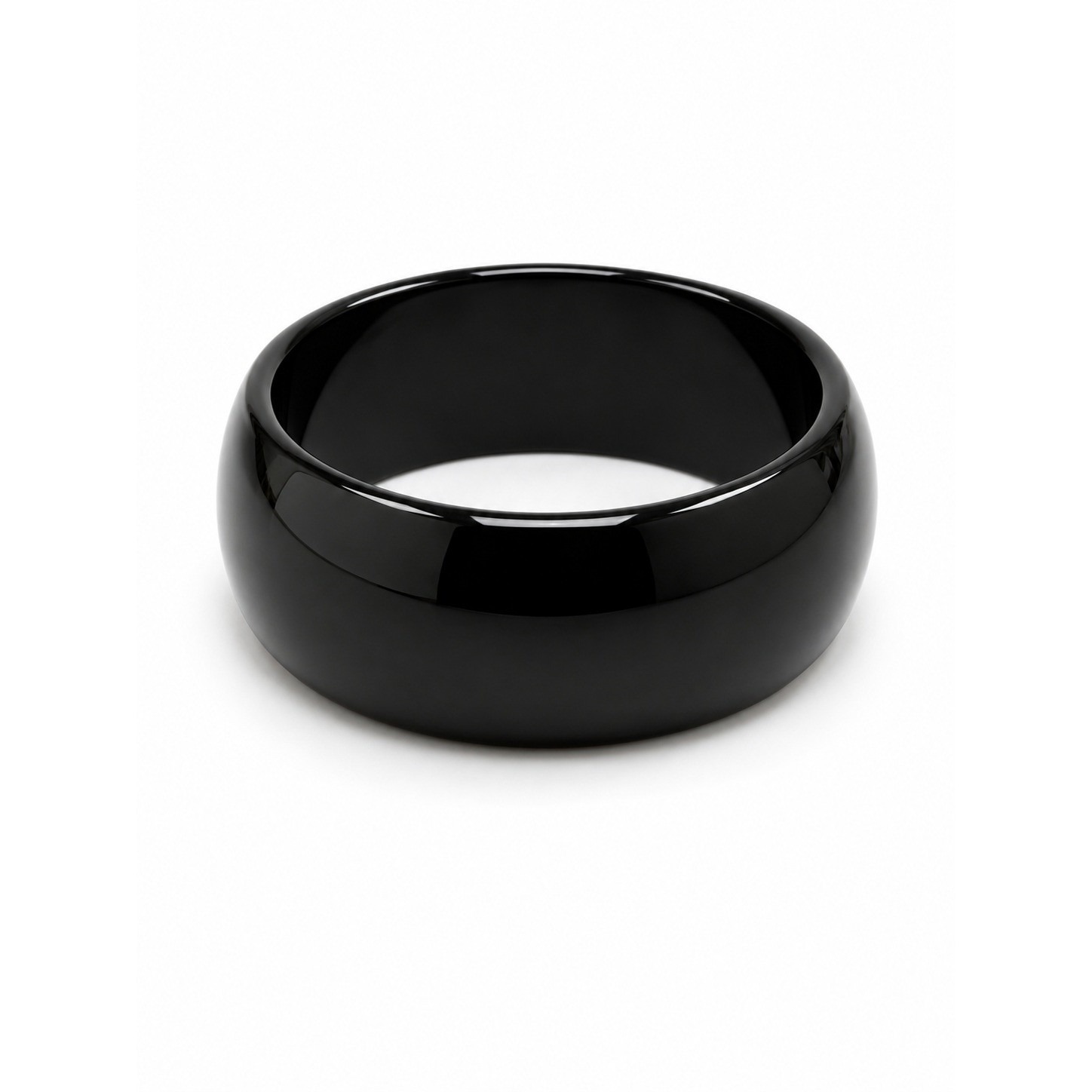 New Black Acrylic Bangle Bracelet Wide Glossy Chunky Statement Cuff Minimalist